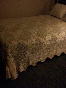 My grandmother's stepmother made her crochet every afternoon.  My grandmother made this bedspread prior to getting married!
